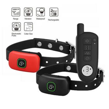 1000ft Remote Dog Training Collar Rechargeable IPX7 Waterproof 3 Training Modes--Two Collars